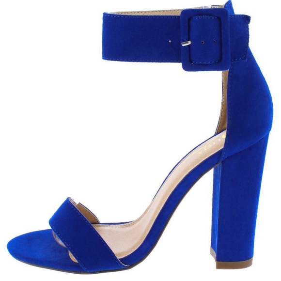 🆕Royal Blue Ankle Strap Sandals With Large Buckle - Picture 1 of 5